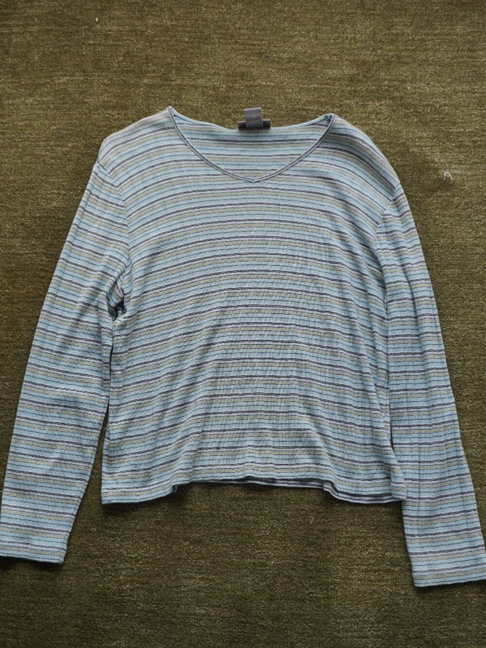 Vintage Y2K Cutter & Buck Striped V-Neck Long Sleeve Top